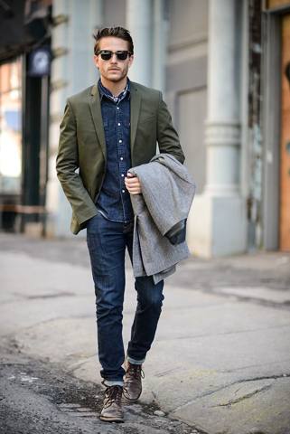 Blazer verde de caballero estilo urbano